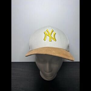 New Era Men's New York Yankees Corduroy Visor 5950 Fitted White/Brown